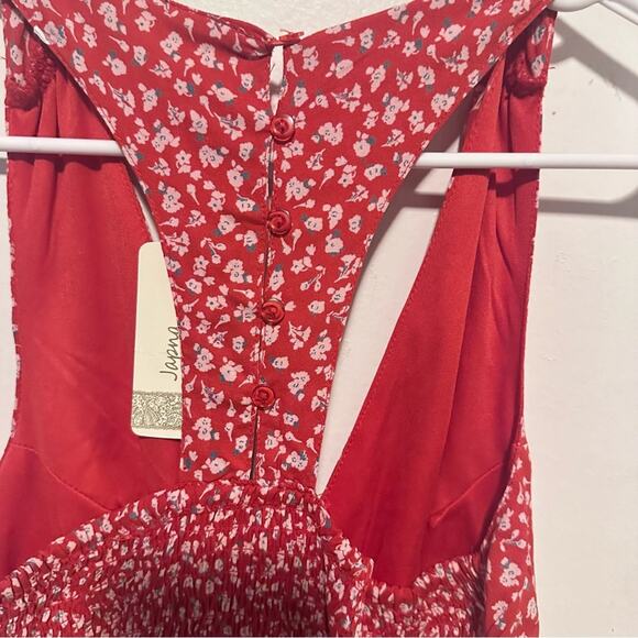 NWT JAPNA Red Floral racerback mini dress size Small Coastal ,boho, romantic - Picture 6 of 8
